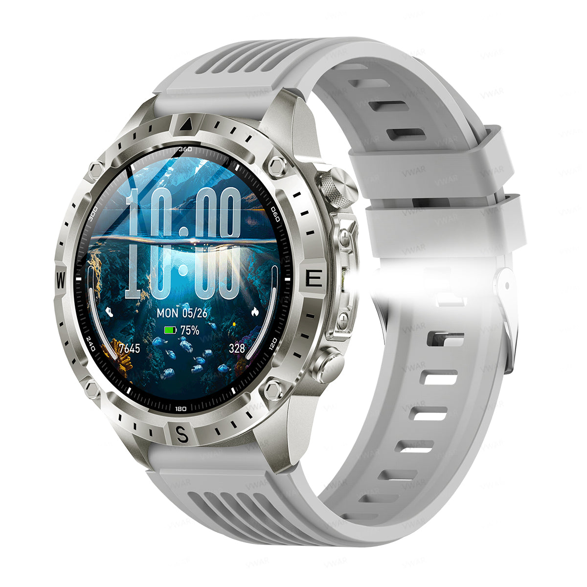 VWAR Trek GPS-Smartwatch mit Offline-Karten, Taschenlampe, 5 ATM wasserdicht, 2 GB Speicher, lokale Musikaufzeichnung