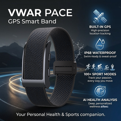 VWAR PACE Screenless Fitness Tracker Built-in GPS, Al Health Analysis Sport Smart Band