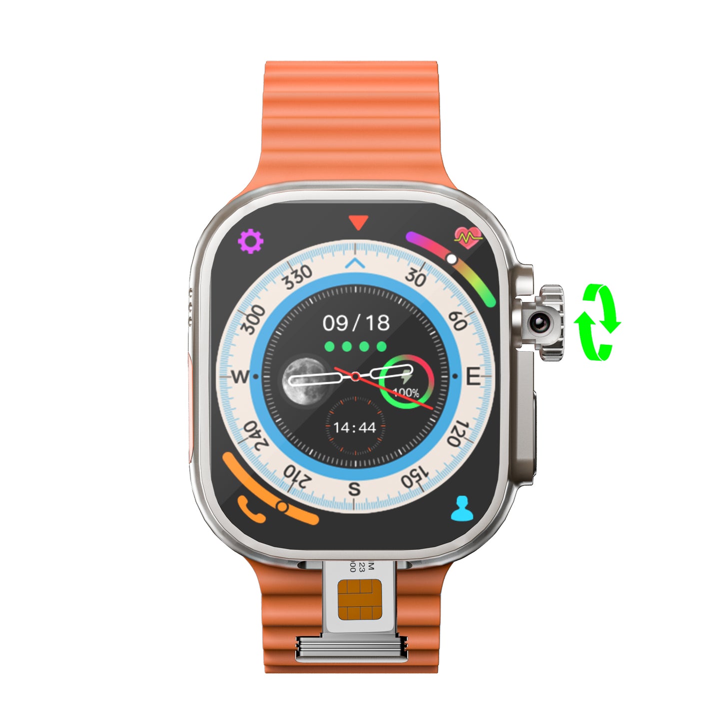 VWAR DW99 Ultra 4G Android Smartwatch mit 1:1 49mm AMOLED-Display, Kamera, SIM-Kartensteckplatz, WLAN und GPS