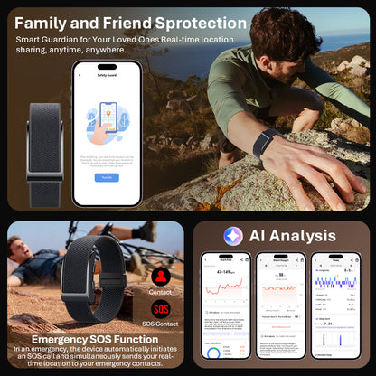 VWAR PACE Screenless Fitness Tracker Built-in GPS, Al Health Analysis Sport Smart Band