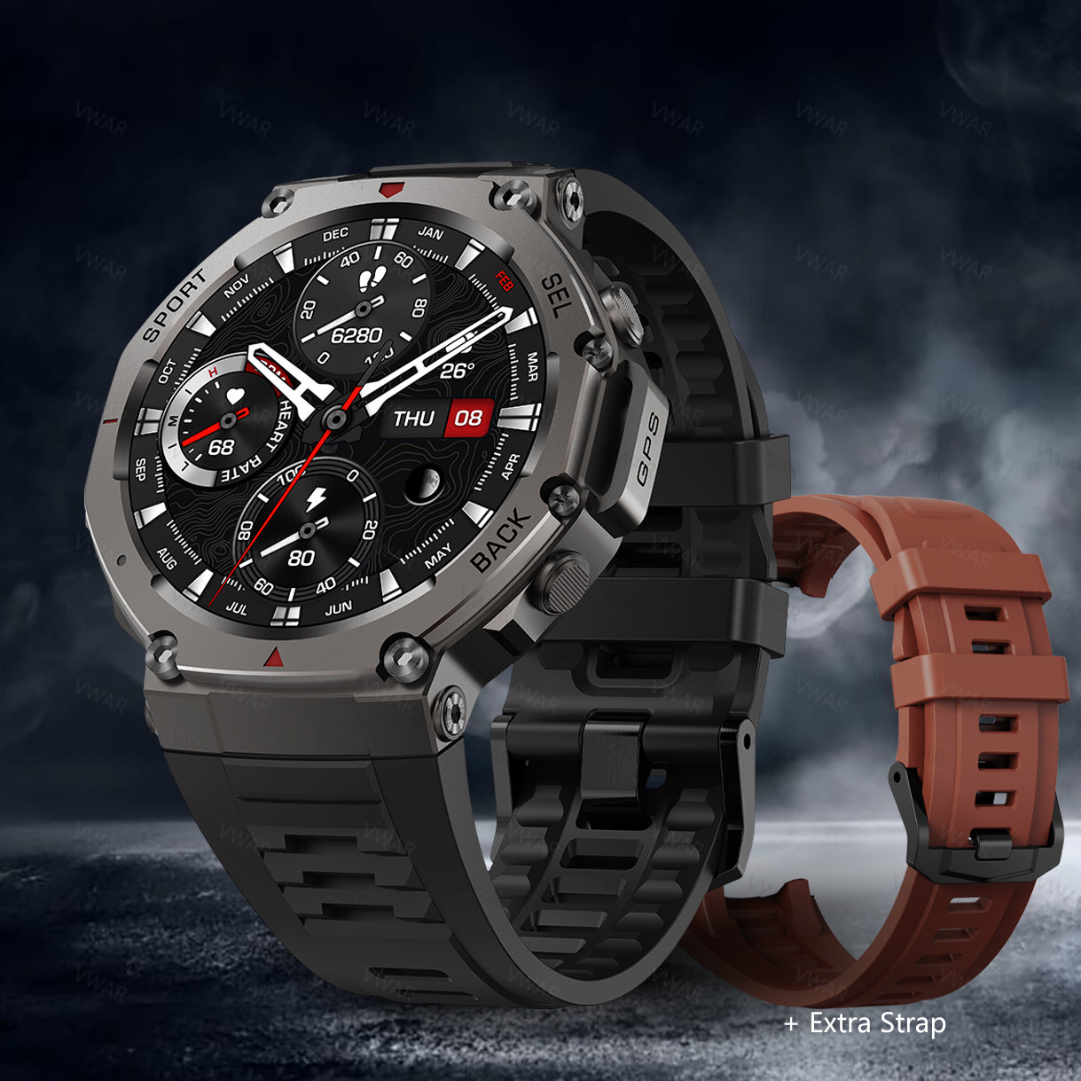 VWAR T-Rex 3 GPS Smart Watch 5 ATM Waterproof Built-in Dual-band GNSS Compass Military Sport Smartwatch 2025 New